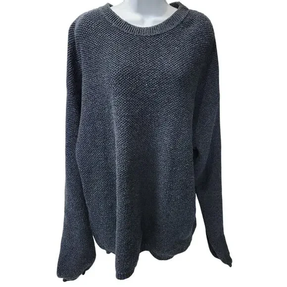 VTG St Johns Bay Sweater Mens XL Tall Cotton Blue Navy Chunky Knit Oversized - Picture 1 of 3